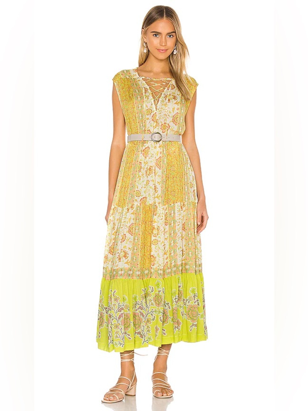 Free People yellow lime Hanalei Bay maxi dress